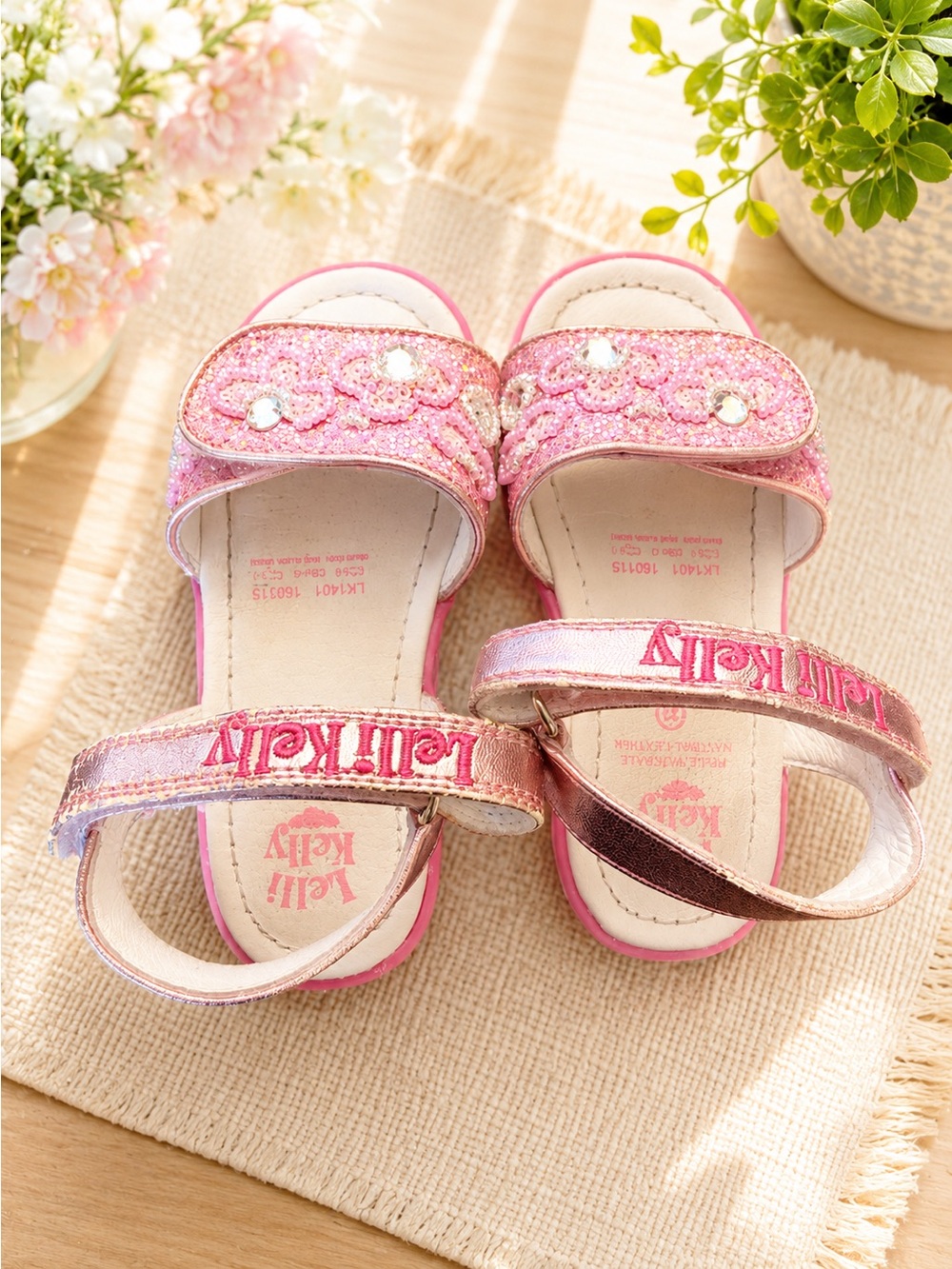 Lelli Kelly Boutique sandals pink beads size 23 size 7 us